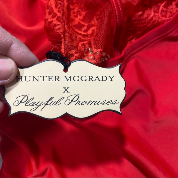 Hunter McGrady X  Playful Promises Curve Red Lace Detail One Piece Suit NWT 16 - Picture 12 of 16